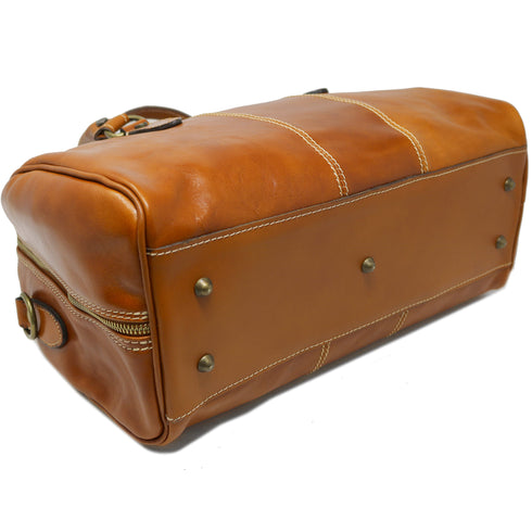 Floto Italian Leather Venezia Mini Duffle Handbag in Olive honey brown 7